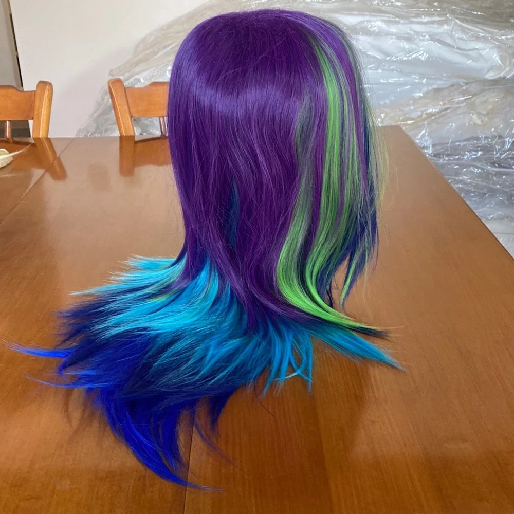 Mermaid multi color wig purple blue green Cosplay dancer costume - Picture 3 of 5